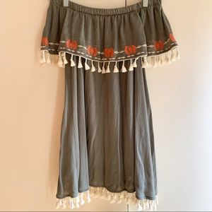Off-The-Shoulder Tassel Dress